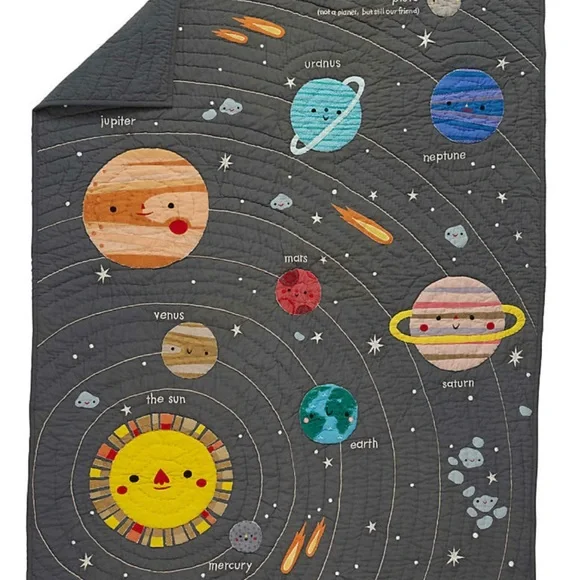 Crate & Barrel (Crate & Kids) Outer Space Baby Crib Quilt - Picture 2 of 9